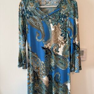 Paisley Print Blue Dress